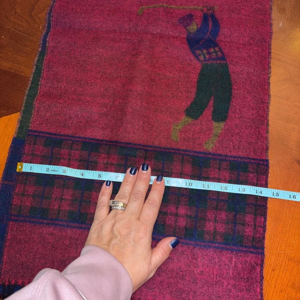 Vintage | West Germany |‎ Pure Wool Scarf | Fitzgeralds | Golfer Plaid | Fringe
